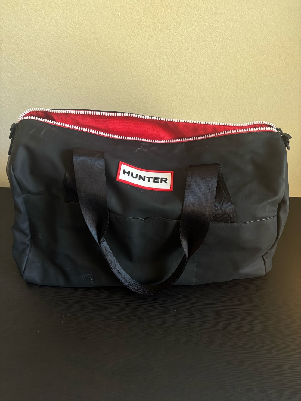 Hunter Black Weekend Duffel Bag with Red Interior